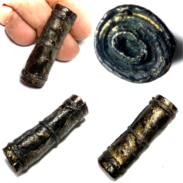 Takrut Hnang Hnaa Bpaag Suea Tiger Forehead Spell 2475 BE Luang Phu Nak Wat Arun Free Express Shipping
