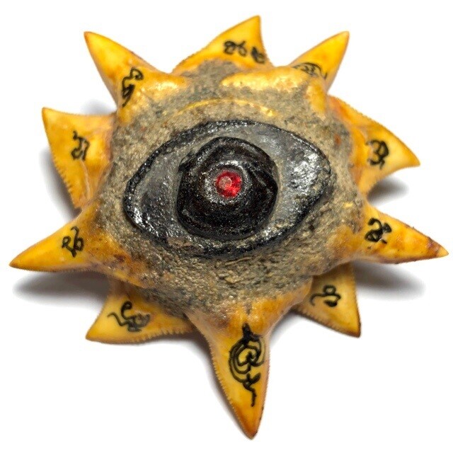 Daw Fan Chalaam Shark Teeth Lucky Star with Shiva Eye Pearl &amp; Gemstone Prai Powders Hand Inscriptions Luang Por Pina FREE Express Shipping