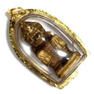 Hanuman Nga Gae Pim Hnaa Khone Carved Ivory 2460 BE Gold Casing Luang Por Sun Wat Sala Gun Free Express Shipping