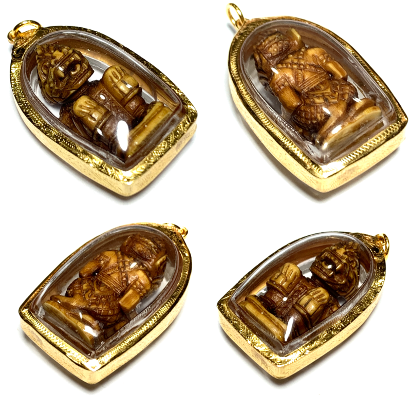 Hanuman Nga Gae Pim Hnaa Khone Carved Ivory 2460 BE Gold Casing Luang Por Sun Wat Sala Gun Free Express Shipping
