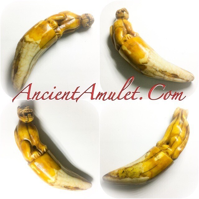Khiaw Suea Kroeng Tiger Amulet 3.2 Inches with Khom Inscriptions Luang Por Parn Wat Bang Hia