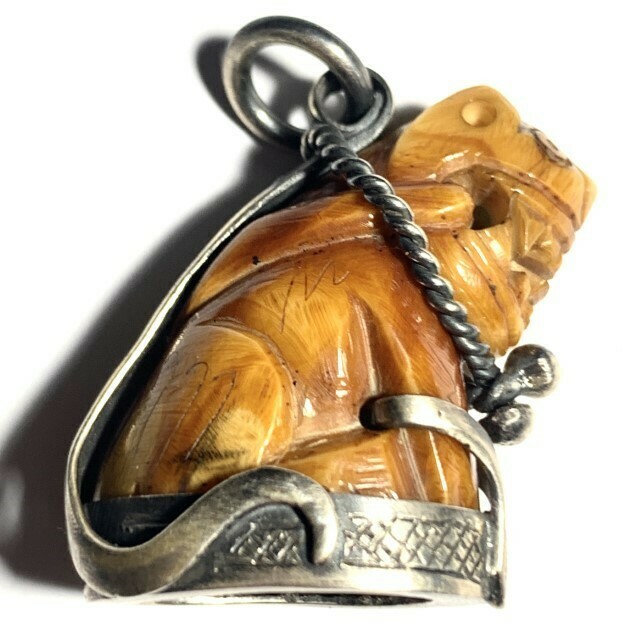 Suea Nga Gae Maha Amnaj Carved Ivory Tiger Amulet Luang Por Parn Wat Bang Hia Circa 2440 BE Free Express Shipping