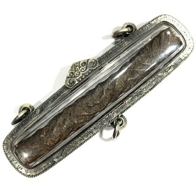 Takrut Tone Maha Ud Nuea Dtakua Thak Chueak Lai Jorakhae 3.8 Inches Antique Silver Casing Luang Phu Sukh Free Express Shipping