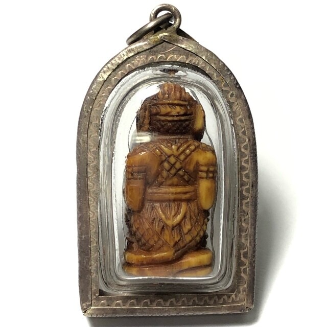 Hanuman Jab Hlak Nga Gae Pim Hnaa Khone Carved Ivory 2460 BE Silver Casing Luang Por Sun Wat Sala Gun Free Express Shipping