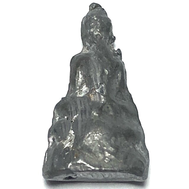 Pra Pim Pra Put Nuea Chin Dtakua PimMee Thaan Fang Khiaw Hmaa Pha 2460 BE Alchemical Mercurial Alloy with Wolf Tooth Insert Luang Por Dam Wat Kuti
