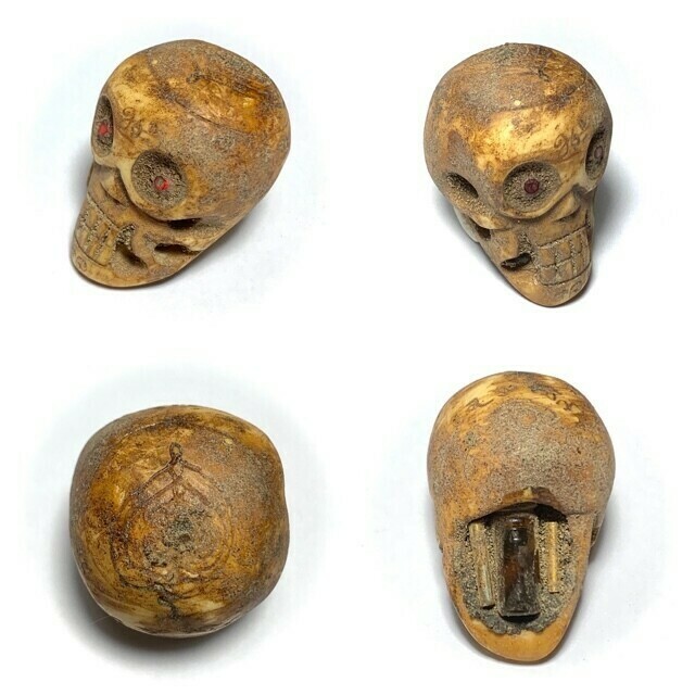Prai Grasip Choke Ghost Whisperer with Nam Man Prai Takrut Ud Pong Asupa & Krang Paste & Gemstone Eyes Hand Inscriptions Luang Por Pina