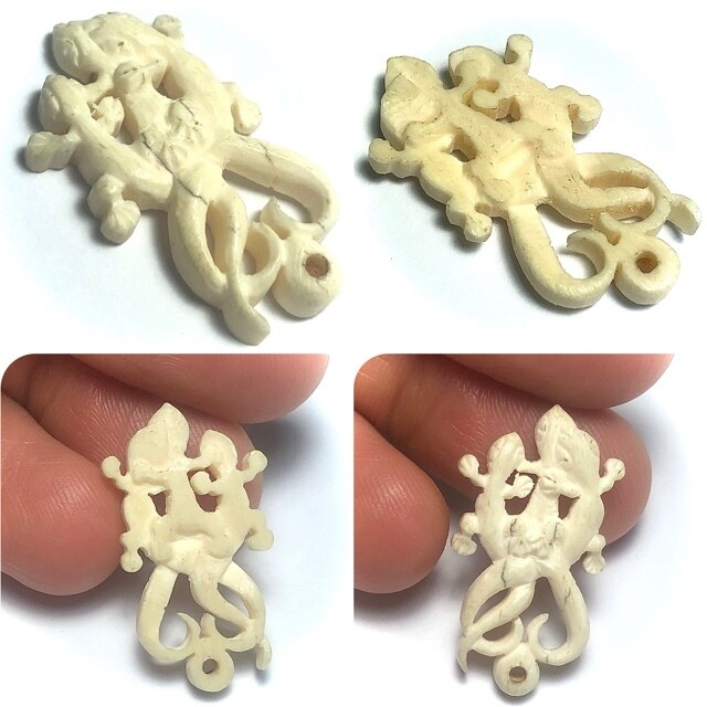 Jing Jok Bee 3 Hang Maha Sanaeh Ivory Gecko Amulet Luang Phu Nai Wat Ban Jaeng