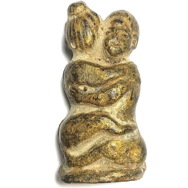 In Koo Mai Gae Wicha Lanna Carved Sacred Treewood Love-Twins Circa 2460 BE Kroo Ba Nanta