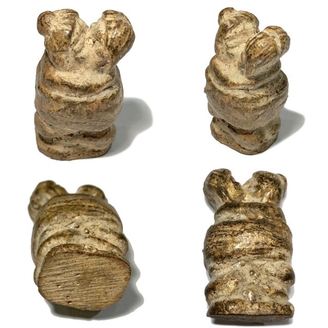 In Koo Mai Gae Pim Lek Wicha Lanna Carved Sacred Treewood Love-Twins Circa 2460 BE Kroo Ba Nanta