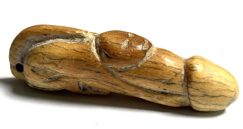 Palad Khik Nga Gae Ling Jab Hlak Circa 2480 BE Carved Ivory Lingam with Hanuman Luang Por Ding Wat Bang Wua