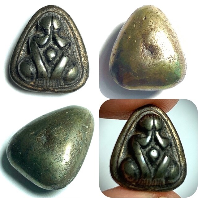 Pra Pid Ta Maekasit See Tong Pla Hlai 2460 BE Pim Dtor Baeb Dtaeng 1.6 x 1.5 Cm Luang Por Tap Wat Anong
