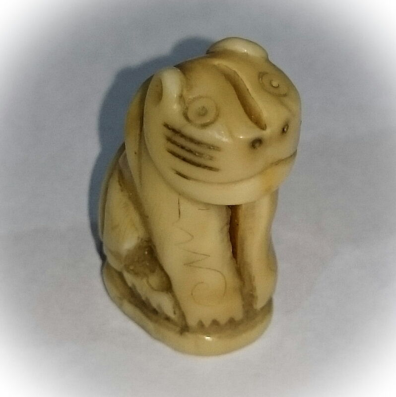 Suea Gae - Nuea Nga - Carved Ivory Tiger Amulet - Luang Por Nok - Wat Sangkasi - Circa 2460 BE - Kong Grapan Chadtri Maha Amnaj Talismanic Amulet of Master Class Status