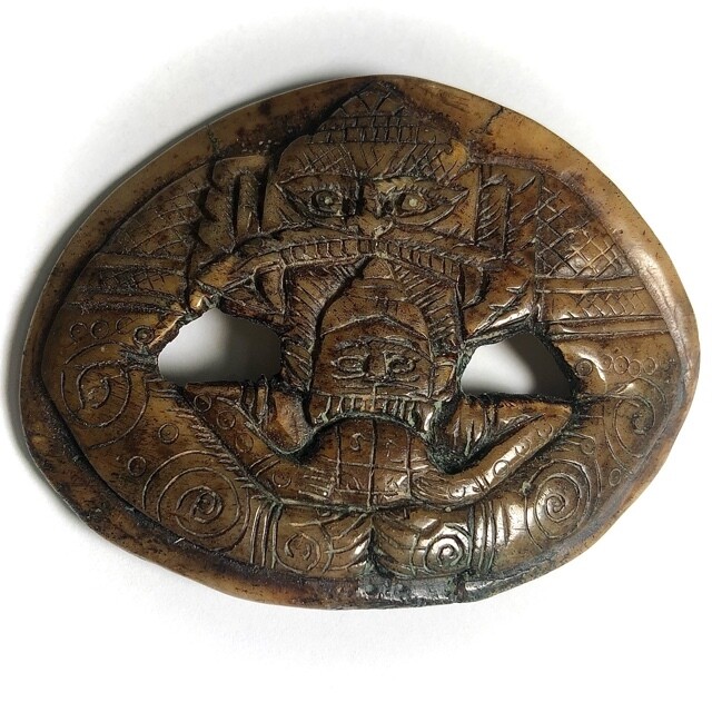 Ban Neng Pra Rahu Hand Carved Necromantic Skullbone Eclipse God Hand Spell Inscriptions Ajarn Heng Praiwan