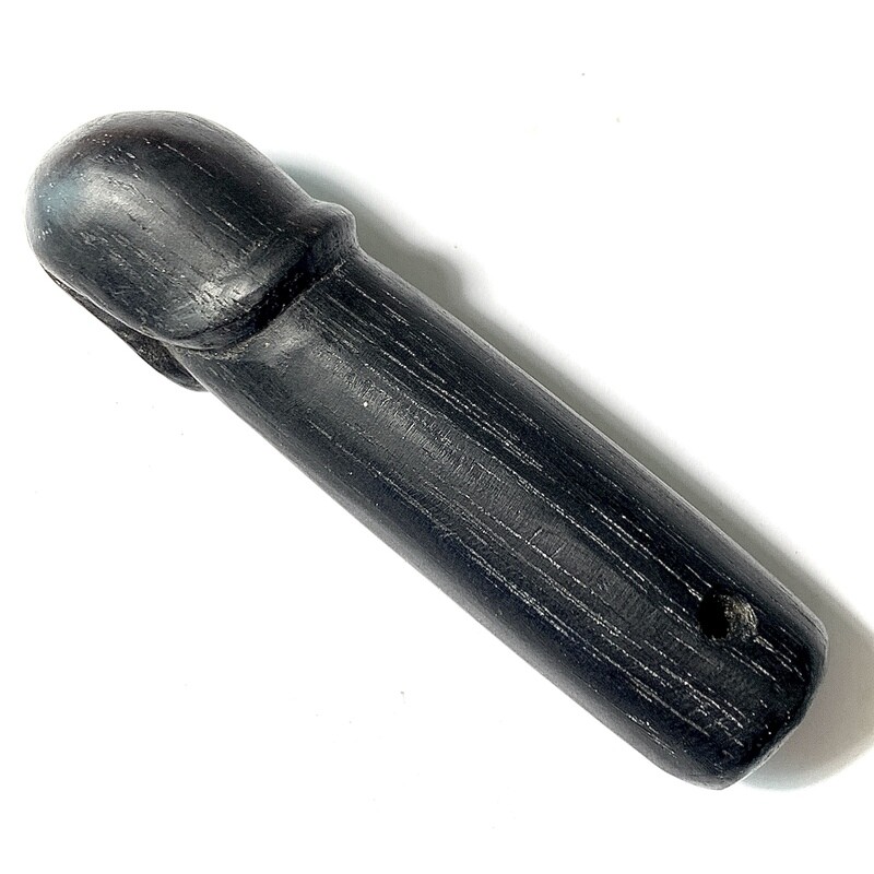 Palad Khik Nuea Mai Paya Ngiw Dam 2.5 Inches Sacred Wooden Lingam Luang Por Ee Wat Sattaheeb