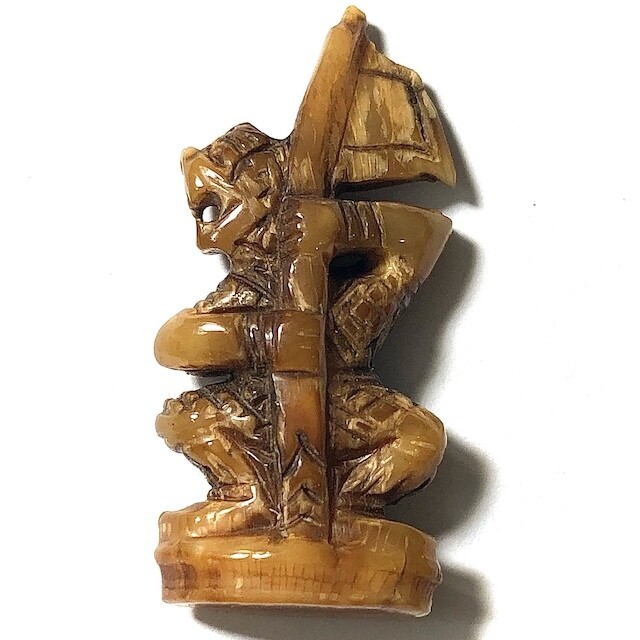 Hanuman Chern Tong Nga Gae Jarn Mer Carved Ivory Hand Inscriptions Luang Por Derm Wat Nong Po