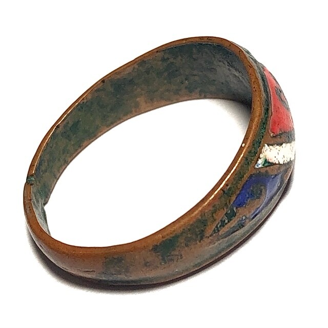 Hwaen Arahang Nuea Tong Daeng Long Ya Tong Chart 2495 BE 2 Cm Ring of Protection Luang Por Jong Wat Na Tang Nork