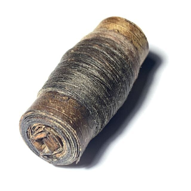 Takrut Bai Lan Thak Sai Sin Sacred Parchment Yantra Scroll Spell Lanna Agkhara Inscriptions Kroo Ba Wang Wat Ban Den