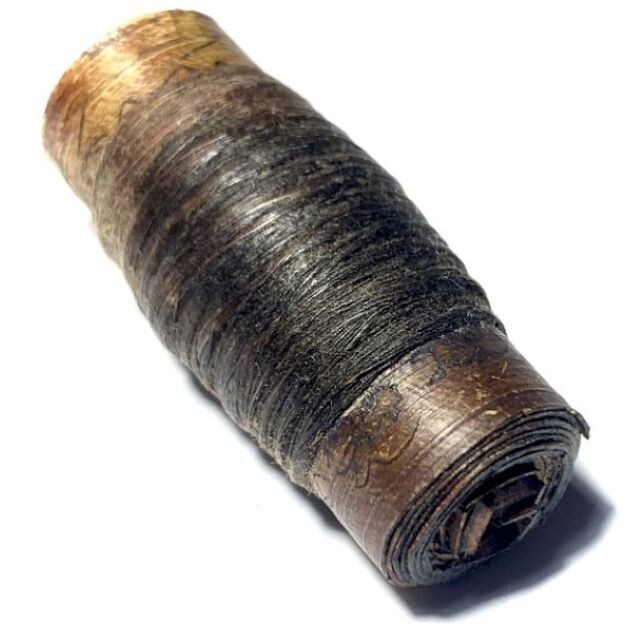 Takrut Bai Lan Thak Sai Sin Sacred Parchment Yantra Scroll Spell Lanna Agkhara Inscriptions Kroo Ba Wang Wat Ban Den
