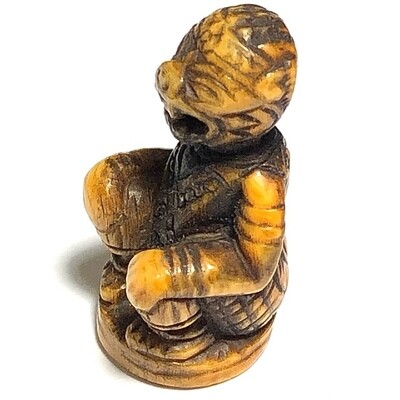 Hanuman Nga Gae Pim Hnaa Khone Lek 2 x 1.5 Cm Carved Ivory Hand Inscribed 2460 BE Luang Por Sun Wat Sala Gun