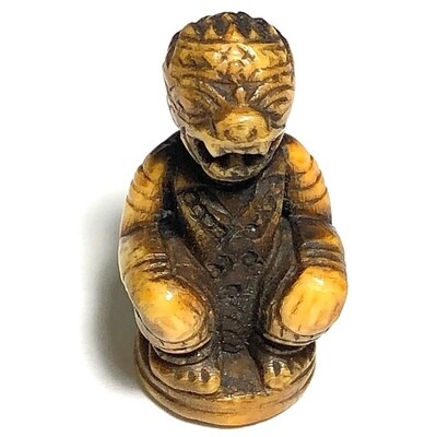 Hanuman Nga Gae Pim Hnaa Khone Lek 2 x 1.5 Cm Carved Ivory Hand Inscribed 2460 BE Luang Por Sun Wat Sala Gun