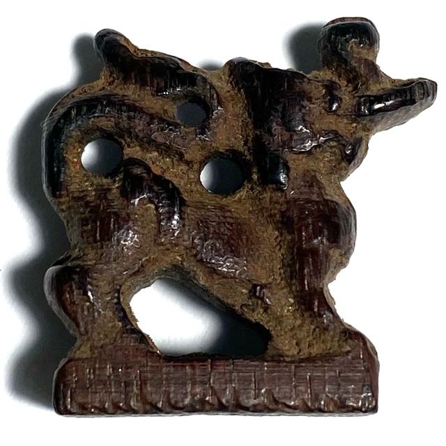 Paya Kochasri Mai Gae Carved Elephant-Lion Himapant Animal Luang Por Heng Circa 2460 BE Wat Khao Din