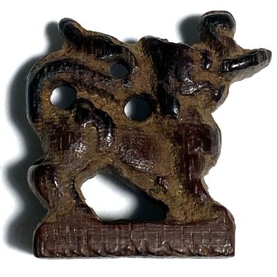 Paya Kochasri Mai Gae Carved Elephant-Lion Himapant Animal Luang Por Heng Circa 2460 BE Wat Khao Din