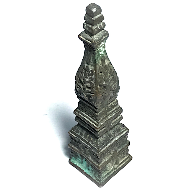 Roop Lor Pratat Panom Jamlong 2 Inches High Sacred Buddha Relic Chedi Stupa of Wat Pratat Panom Circa 2500 BE