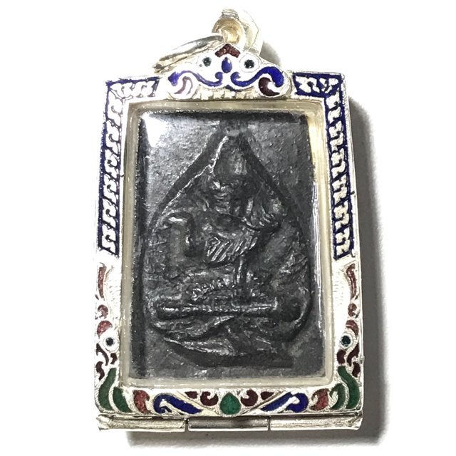 Pra Nang Kwak Nuea Pong Jum Rak Hlang Yant 2490 BE Solid Silver Frame Luang Por Plern Wat Nong Mai Luang