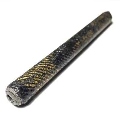 Takrut Tone Mad Chueak Long Rak 5 Inch Lead Yantra Scroll Spellbound Cord, Gold Leaf + Lacquer - Luang Por Chaem Wat Don Yai Horm