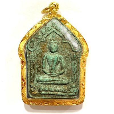 Khun Phaen Prai Kumarn Hlang Baeb 2515 BE Nuea Khiaw Pasom Khaw Hniaw Sukh Wan Thao Long Authenticity Certificate Luang Phu Tim Free Gold Casing &amp; EMS