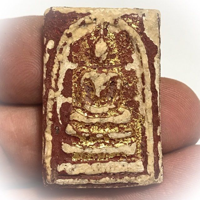 Pra Somdej Wat Rakang Long Rak Pid Tong Kru Wat Kanlayanamit Gold Leaf Red Lacquer & Certificate Free Express Shipping