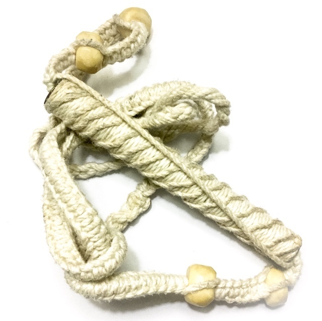 Takrut Tong Daeng Klaew Klaad Kong Grapan Chadtri 4.5 Inches + 4 Carved Bone Magic Beads on Cord Belt - Luang Phu Doon Wat Buraparam