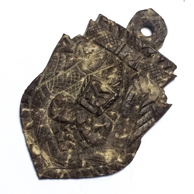 Rahu Om Jantr Pim Sema Kwam 1 Eyed Coconut Shell Carved Asura Deva Eclipse God Inscriptions On Rear Face - Luang Por Pin Wat Srisa Tong