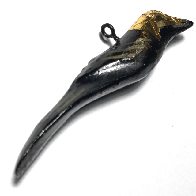 Nok Sariga Jik Sap Celestial Magpie Carved Sacred Deva Inhabited Treewood Animist Charm - Luang Por Kane - Wat Tham Khao Ito