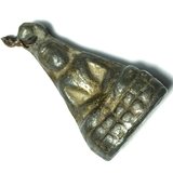 Pra Pim Praput Chin Dtakua Fang Khiaw Hmaa Pha Circa 2460 BE Leaden Buddha Amulet with Wolf Tooth Insert - Luang Por Dam - Wat Kuti