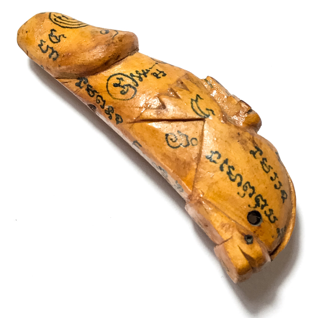 Palad Khik Ling Jab Hlak Carved Sacred Wood Monkey-Lingam Hand Inscriptions - Luang Por Glan - Wat Intarawat
