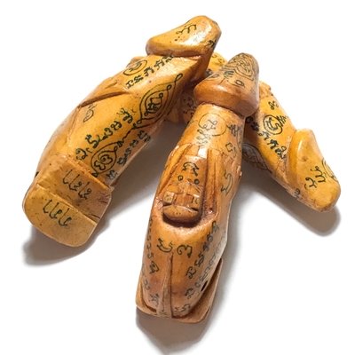 Palad Khik Ling Jab Hlak Carved Sacred Wood Monkey-Lingam Hand Inscriptions - Luang Por Glan - Wat Intarawat