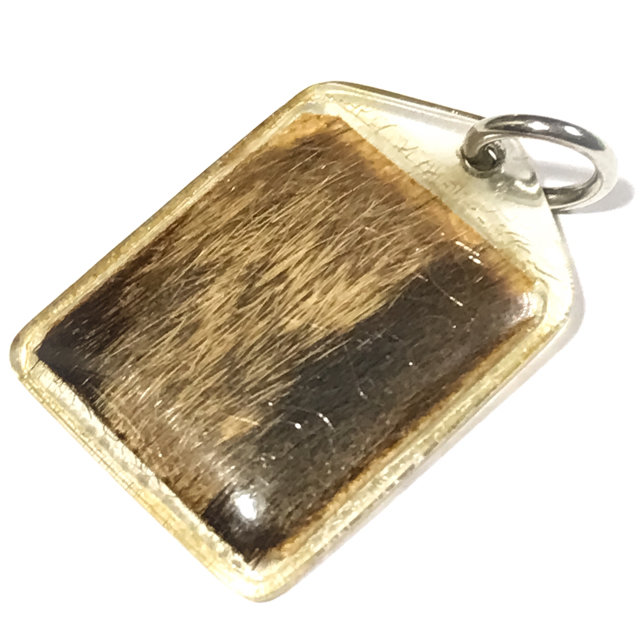 Hnaa Phaag Suea Maha Amnaj Tiger Fur Amulet Hand Inscriptions 2480 BE - Luang Por Jong - Wat Na Tang Nork