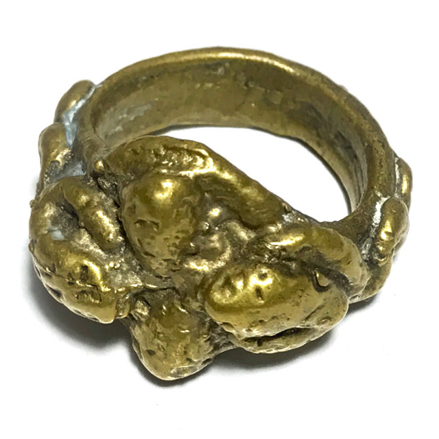Hwaen Ngu Giaw Sap See Gler 2460 BE - 4 Entwined Snakes Magic Ring Protection &amp; Wealth - Luang Por Im Wat Hua Khao