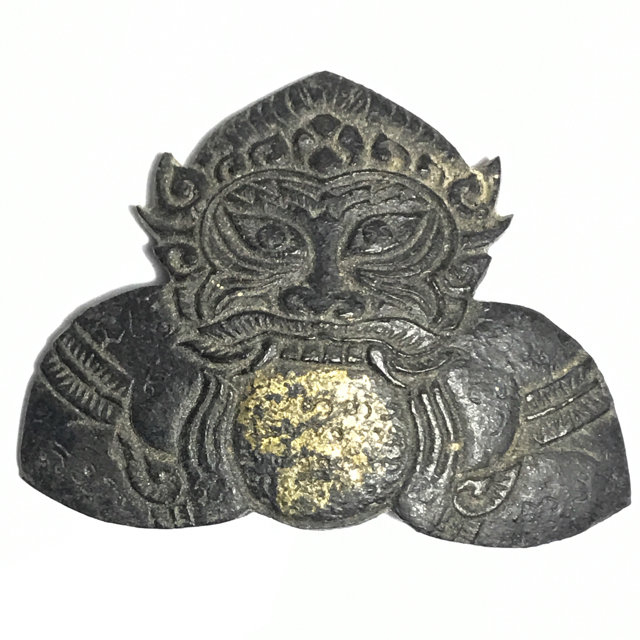 Rahu Om Jantr Pim Gleeb Bua 1 Eyed Coconut Shell Carved Asura Deva Eclipse God + Spell Inscriptions - Luang Por Pin Wat Srisa Tong