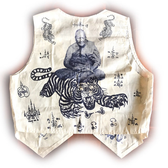 Suea Yant Khee Suea Luang Por Phern Tidtakuno Wat Bang Pra Sacred Yantra Cloth Shirt