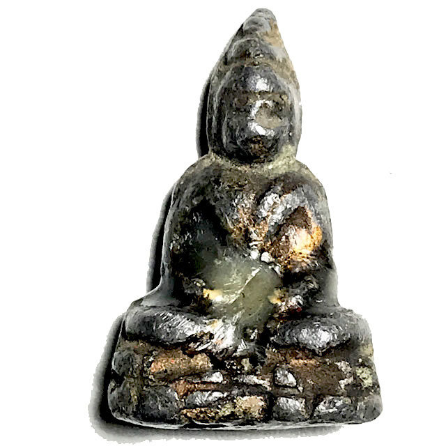 Praput Chin Dtakua Fang Khiaw Hmaa Pha 2460 BE Lead Buddha with Wolf Tooth &amp; Victory Candlewax Luang Por Dam