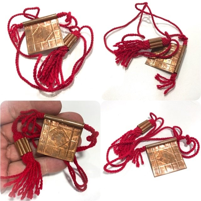 Takrut Gao Gum Nine Yantra Spells with Takrut Yant Hneeb Twin Set on Spellbound Cords Kroo Ba Wang Wat Ban Den