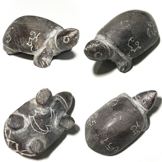 Paya Tao Ruean Gae Nuea Hin Dam Hand Inscribed Sacred Stone Turtle Luang Por Sanit Wat Lam Bua Loi
