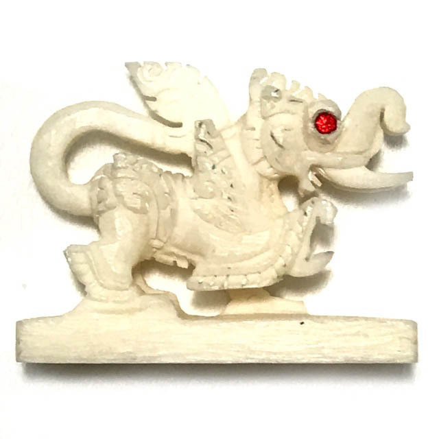 Kochasri Nga Gae Carved Himapant Animal Red Gemstone Eyes Luang Por Horm Wat Sak Hmak