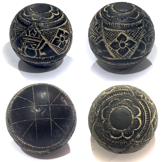 Kot Kala Pra Rahu Mai Mee Ta Eyeless Coconut Shell with Magic Bead Rattle Bucha Kroo LP Noi - LP Pin Wat Srisa Tong