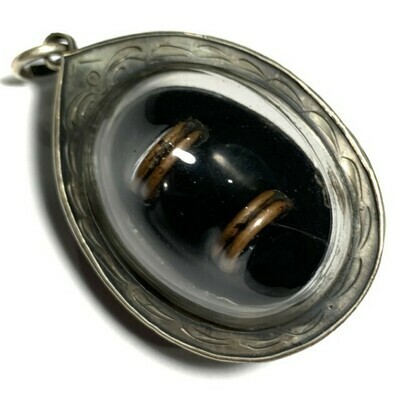 Bia Gae Sorng Huang Baeb Riab Alchemical Cowrie Shell Amulet 2498 BE Traditional Silver Casing Luang Phu Perm Wat Klang Bang Gaew Free Express Shipping