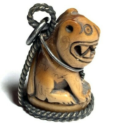 Suea Nga Gae Tiger Tooth Amulet Hand Spell Inscriptions Ancient Silver Wire Frame Luang Por Parn Wat Bang Hia Free Express Shipping