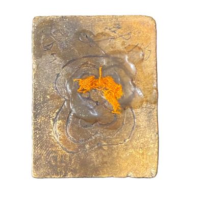 Pra Pruhnang Nuea Pong 2459 BE with Victory Candle Wax Jivara robe and Yant Dto Hand Inscribed on Rear Face Luang Por An Wat Prayat