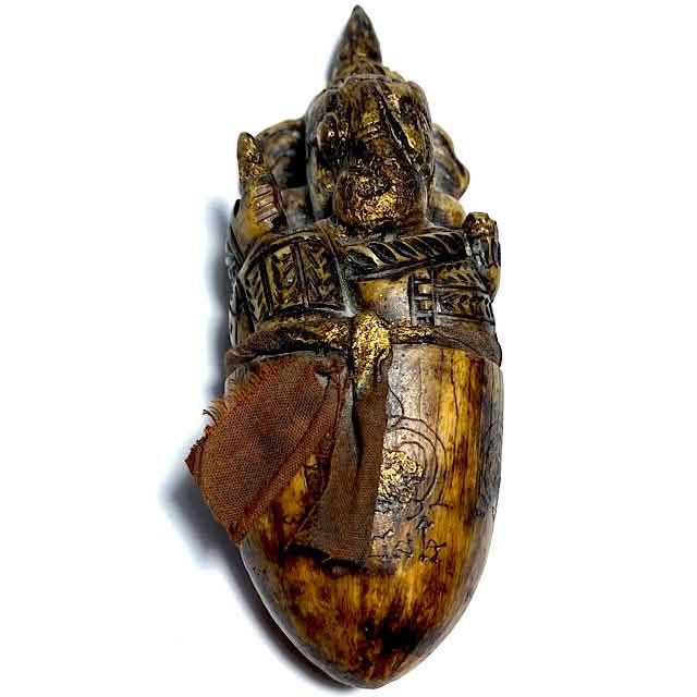 Nga Chang Gae Pra Pikanes Carved Tusk with Ganesha God & Certificate of Authenticity LP Derm Wat Nong Po